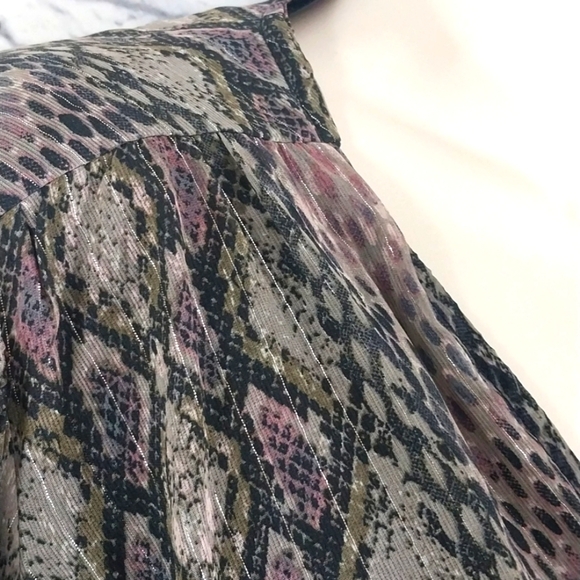 Cato Dress Wrap Look Ruffled Snake Print Long Sleeve Sz 18/20W - Picture 4 of 8